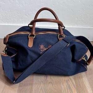 VTG Ralph Lauren Polo Golf Duffle Bag Canvas Leather Stitched Logo Large Navy